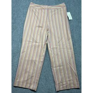 Studio Works Ankle Pants Womens 14 Multicolor Striped High Rise Cotton Blend New